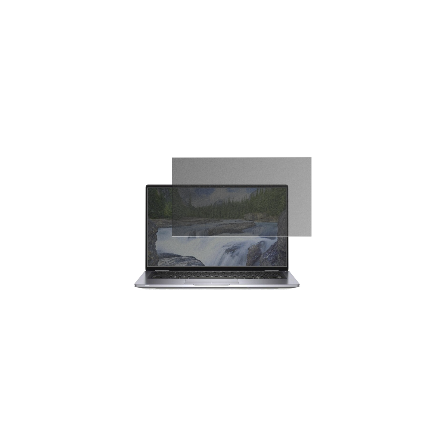DellLatitude 7400 2-in-1 mit aufgebrachtem dipos Displayschutz, der seitliche Einblicke blockiert