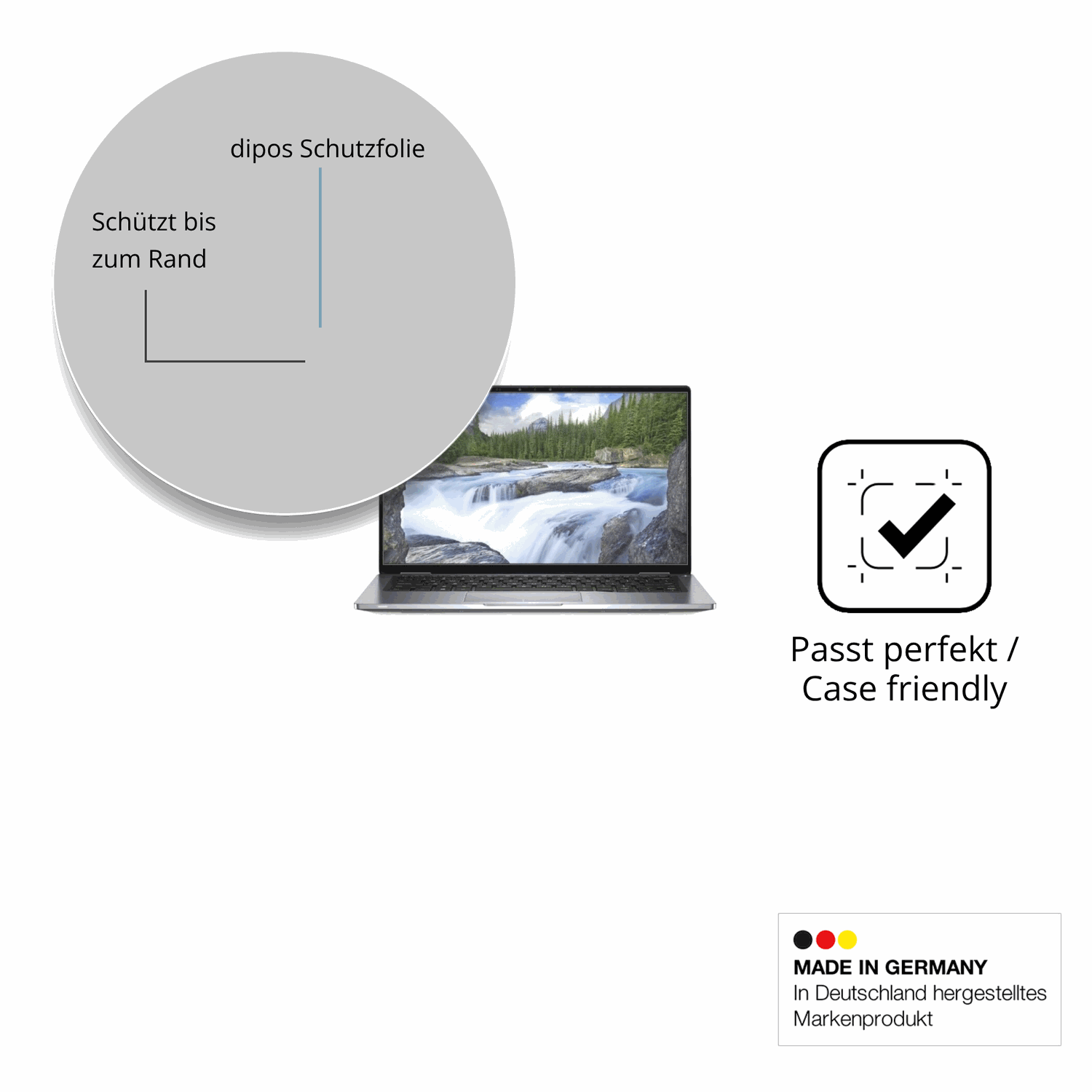 Schutzglasfolie mit optimaler Passform, zur Verwendung mit Hüllen geeignet