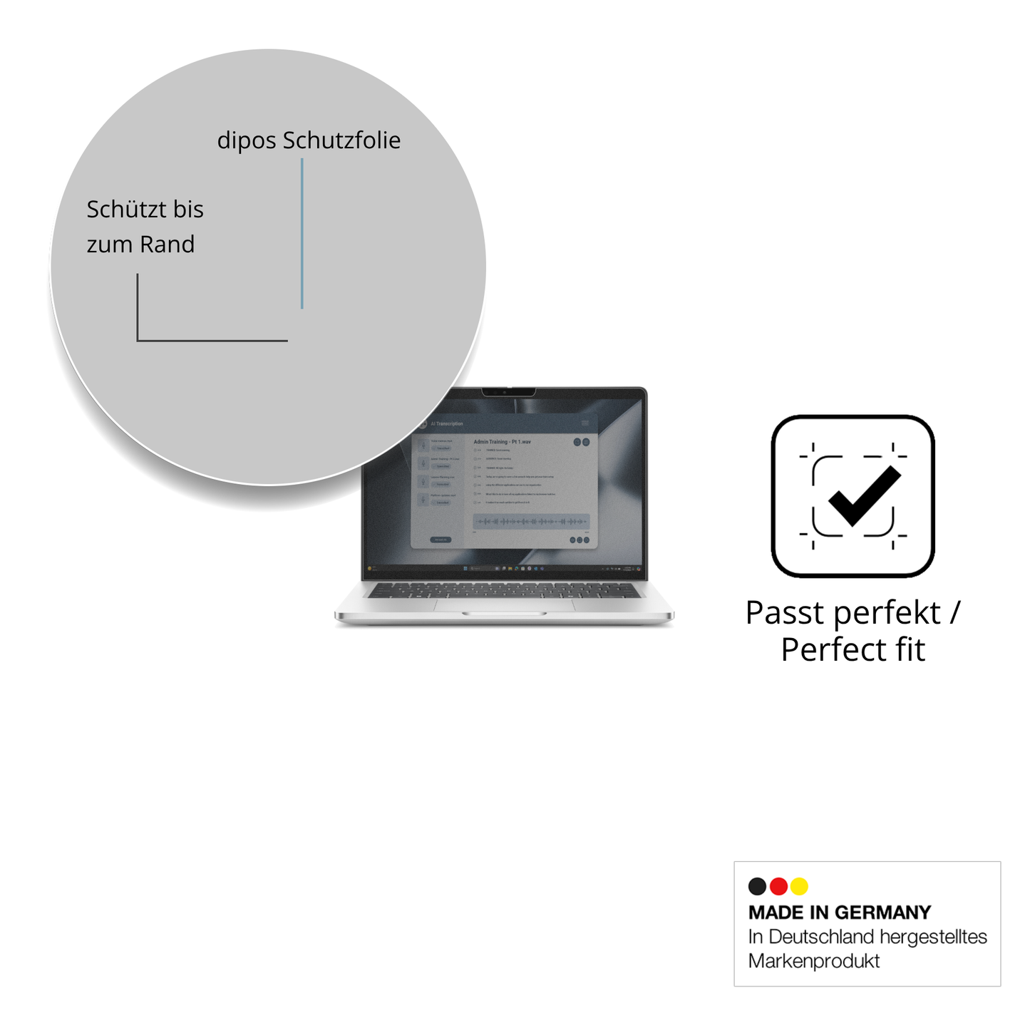 Schutz gegen Kratzer auf dem Dell Pro 13 Plus 2in1 Glas durch Schlüssel oder Ähnliches