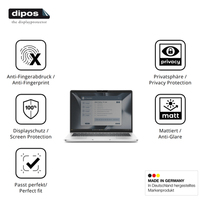Privatsphäre-Schutz durch Sichtschutz-Folie passend zugeschnitten für Dell Pro 13 Plus 2in1