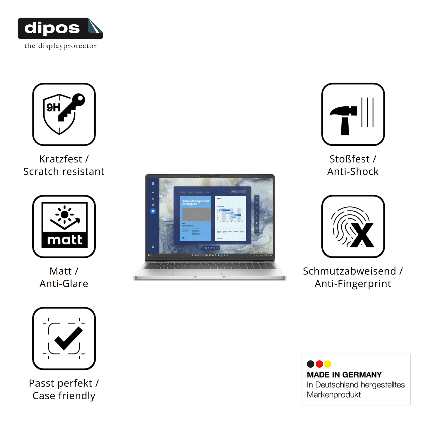 Displayschutz hergestellt in Deutschland, höchste Qualität made in Germany