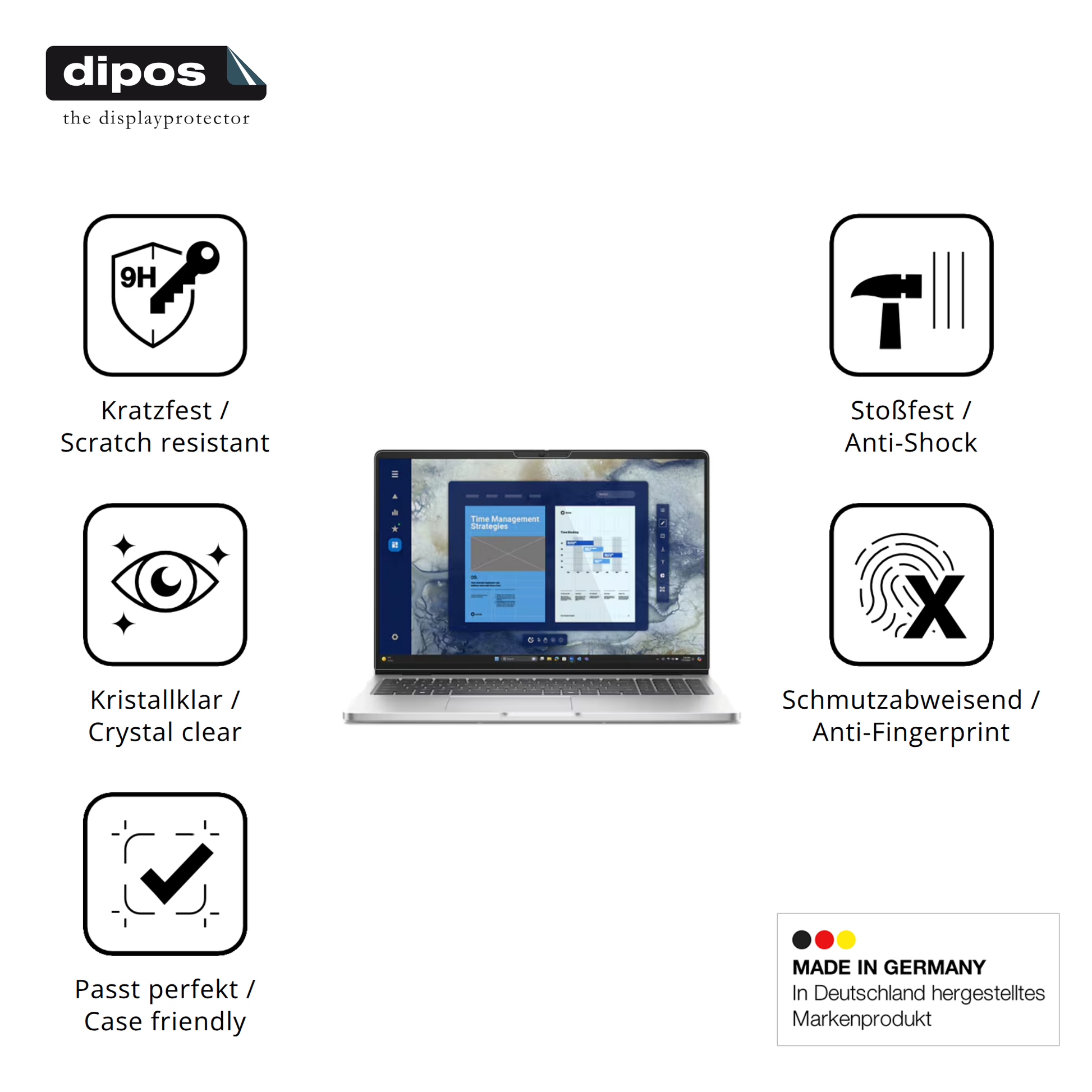 Displayschutz hergestellt in Deutschland, höchste Qualität made in Germany