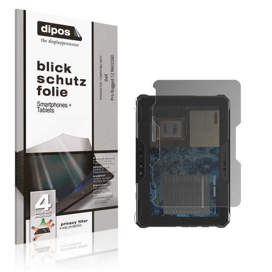 Blickschutzfolie von dipos passend für dellpro rugged 12 ra02260, präziser Zuschnitt und blasenfrei montiert