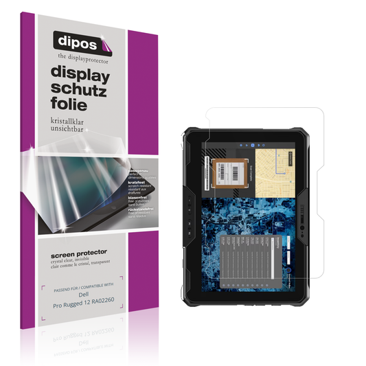 Klare Displayschutzfolie von dipos passend für dellpro rugged 12 ra02260, präziser Zuschnitt und blasenfrei montiert