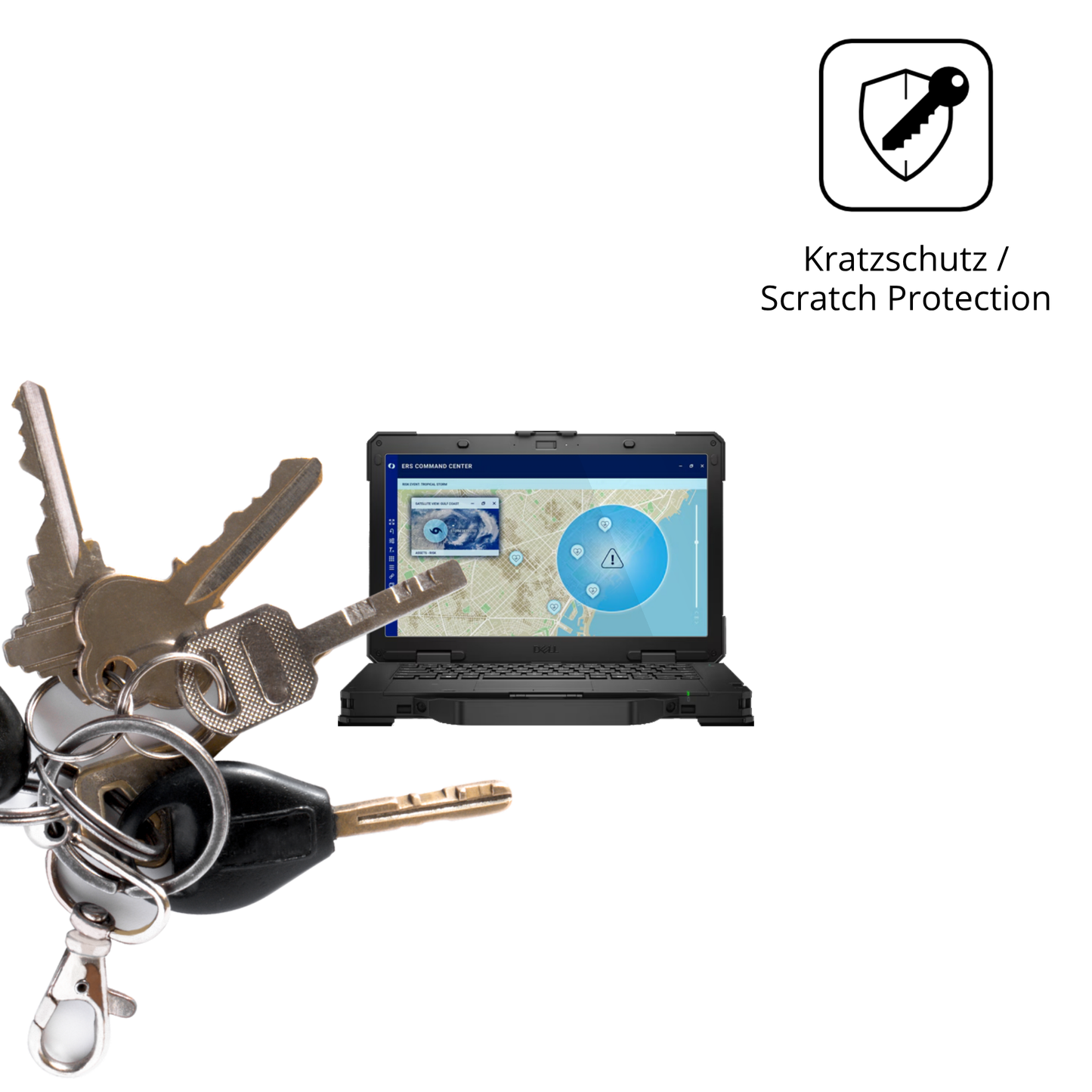 Schutz gegen Kratzer auf dem dellpro rugged 14 laptop Glas durch Schlüssel oder Ähnliches