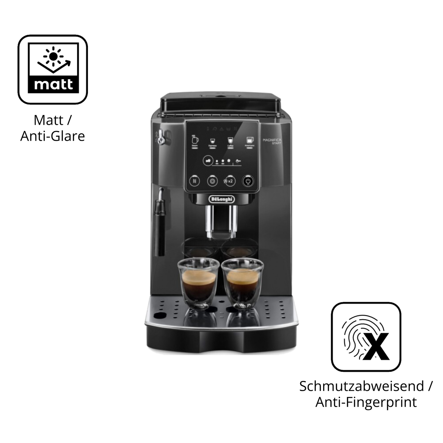 Dünne und entspiegelnde Folie passend zugeschnitten für De Longhi Magnifica Start ECAM 220.22.GB