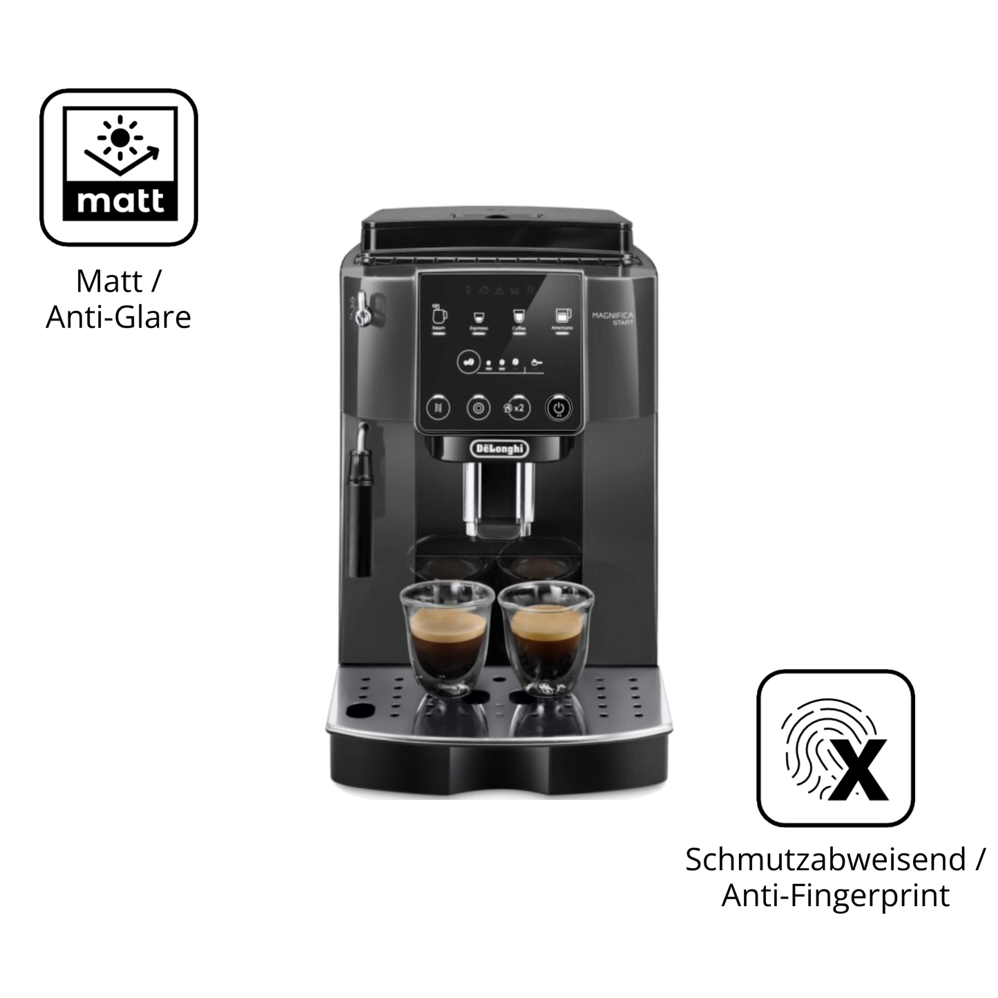 9H Hartbeschichtete, flexible Folie passend zugeschnitten für De Longhi Magnifica Start ECAM 220.22.GB