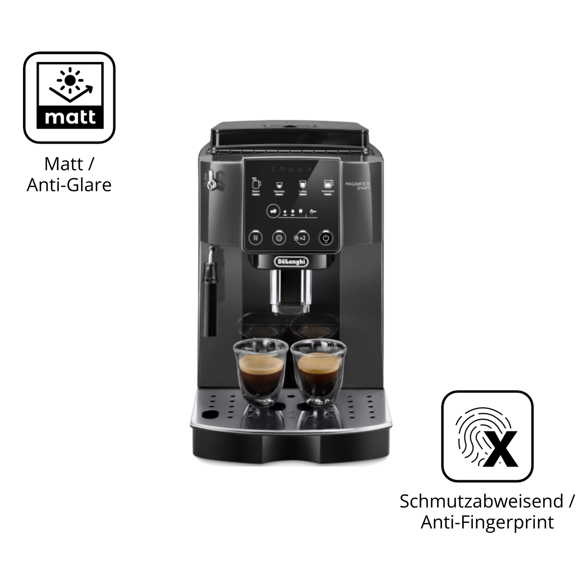 9H Hartbeschichtete, flexible Folie passend zugeschnitten für De Longhi Magnifica Start ECAM 220.22.GB