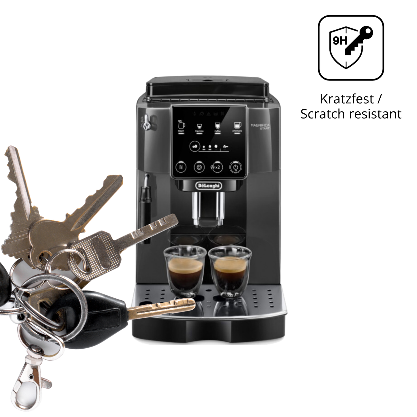 dipos Displayschutz für De Longhi Magnifica Start ECAM 220.22.GB, transparente Oberfläche, perfekte Passform auch für die Rundungen
