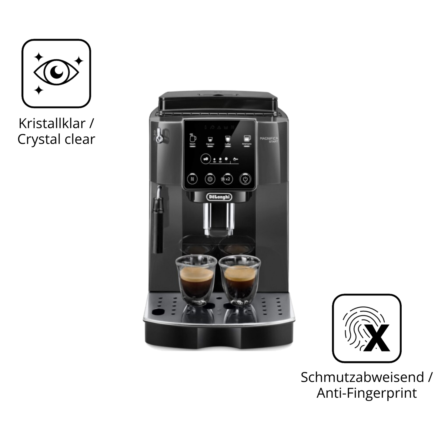 Flexible TPU-Folie passend zugeschnitten für De Longhi Magnifica Start ECAM 220.22.GB, vollständige Abdeckung
