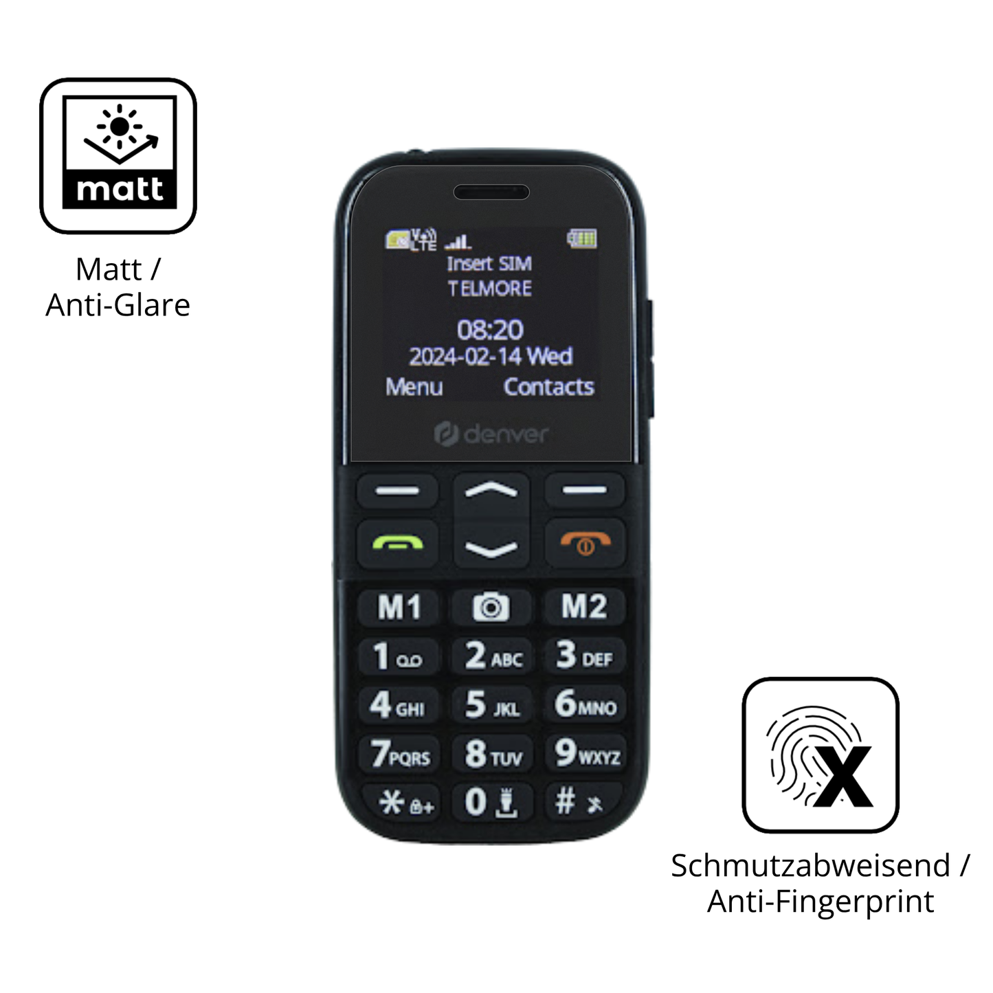 Dünne und entspiegelnde Folie passend zugeschnitten für Denver BAS-18600L