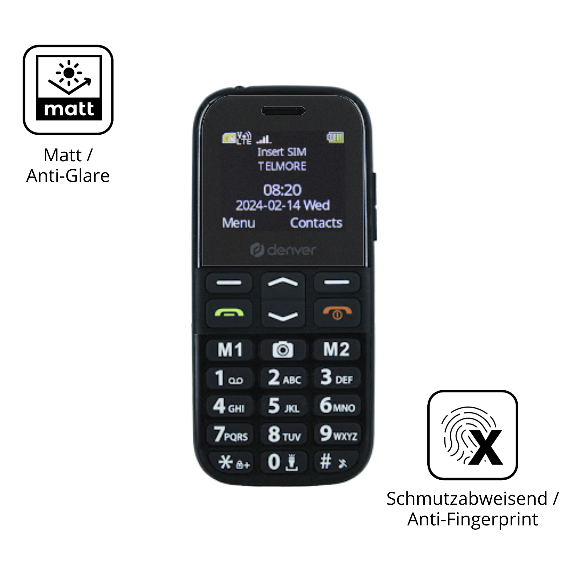 Dünne und entspiegelnde Folie passend zugeschnitten für Denver BAS-18600L