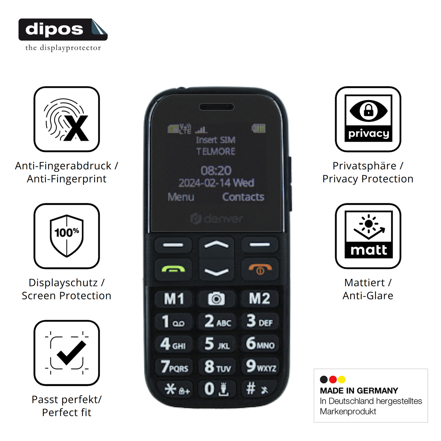 Privatsphäre-Schutz durch Sichtschutz-Folie passend zugeschnitten für Denver BAS-18500M