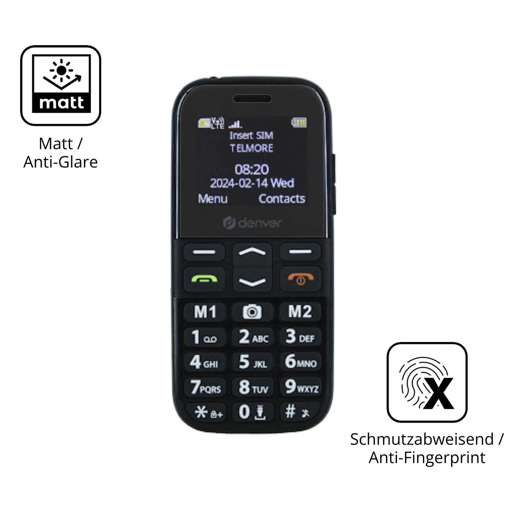 9H Hartbeschichtete, flexible Folie passend zugeschnitten für Denver BAS-18600L