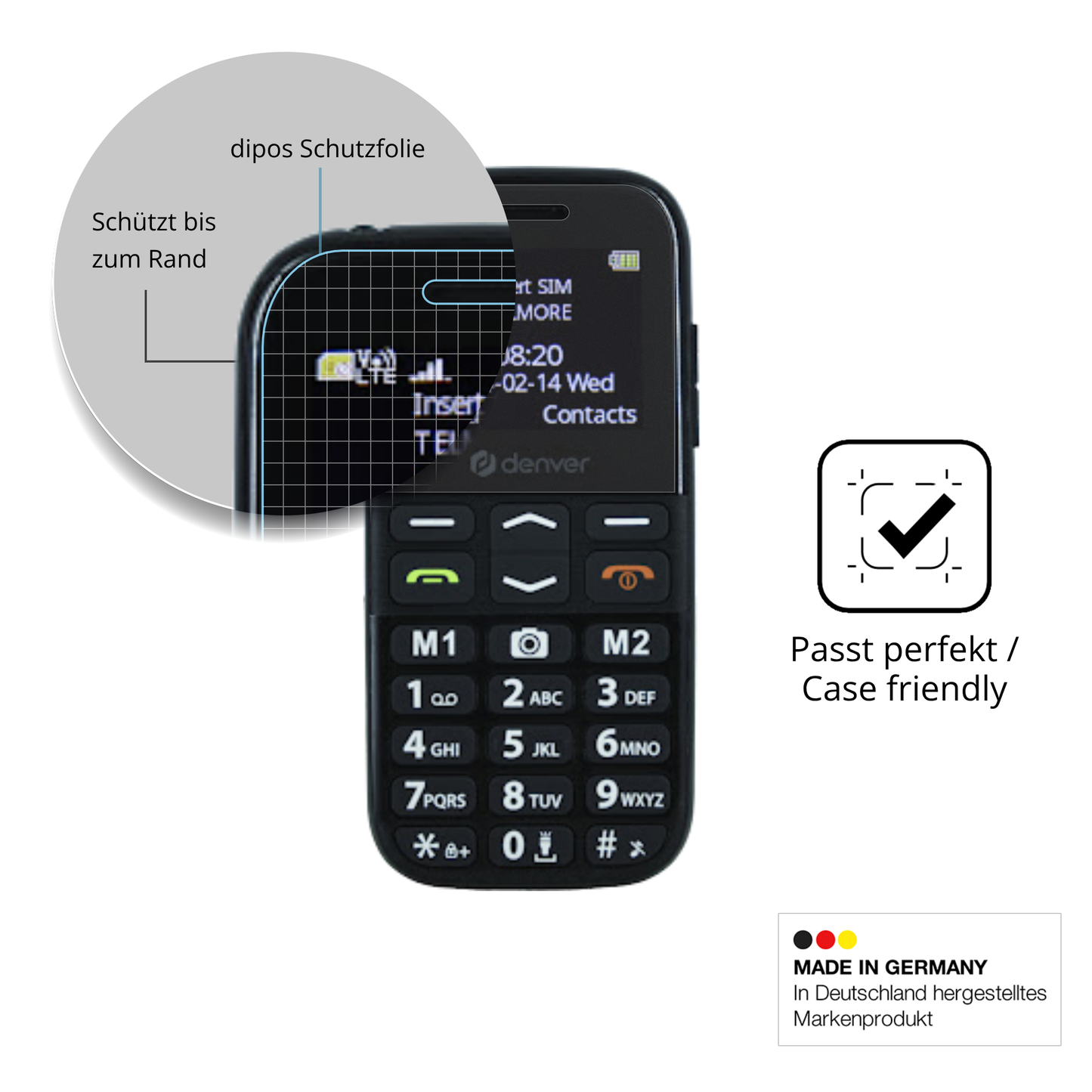 Schutzglasfolie mit optimaler Passform, zur Verwendung mit Hüllen geeignet