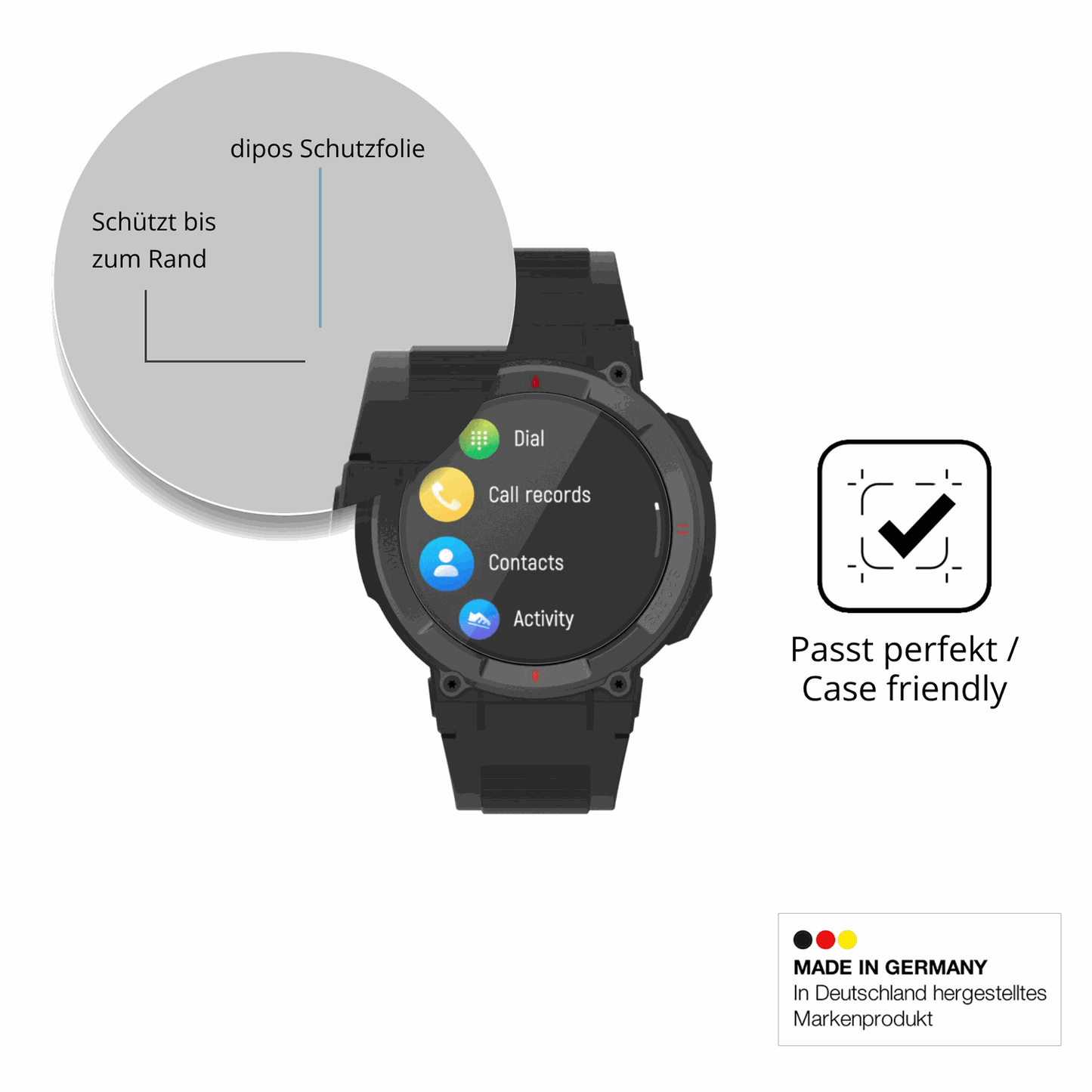 Schutzglasfolie mit optimaler Passform, zur Verwendung mit Hüllen geeignet
