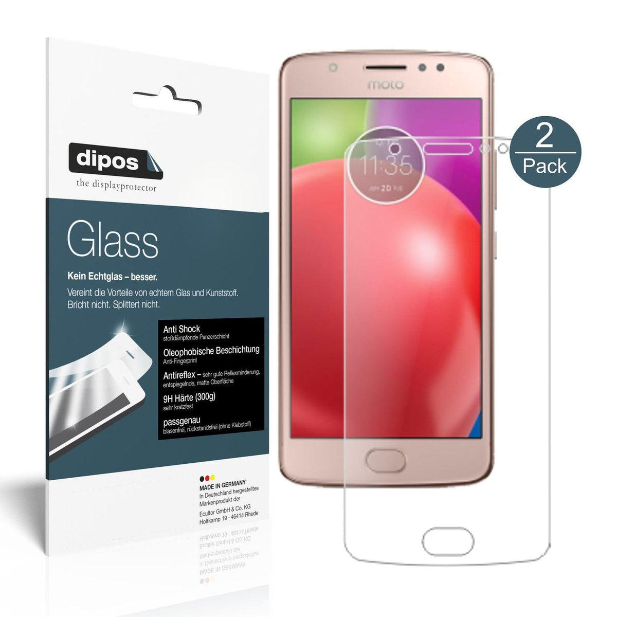 2x 9H Schutzfolie matt für Lenovo Moto E4 Panzerfolie