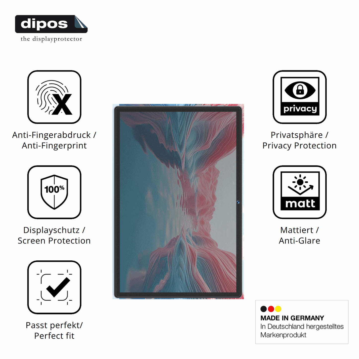 Blickschutzfolie für Dghrti TAB30 10.1 matt Schutzfolie Privacy