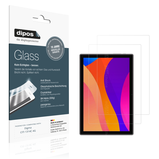 Klare Displayschutzfolie von dipos passend für Digma CITI 1314C 4G, 9H kratzfest und blasenfrei montiert