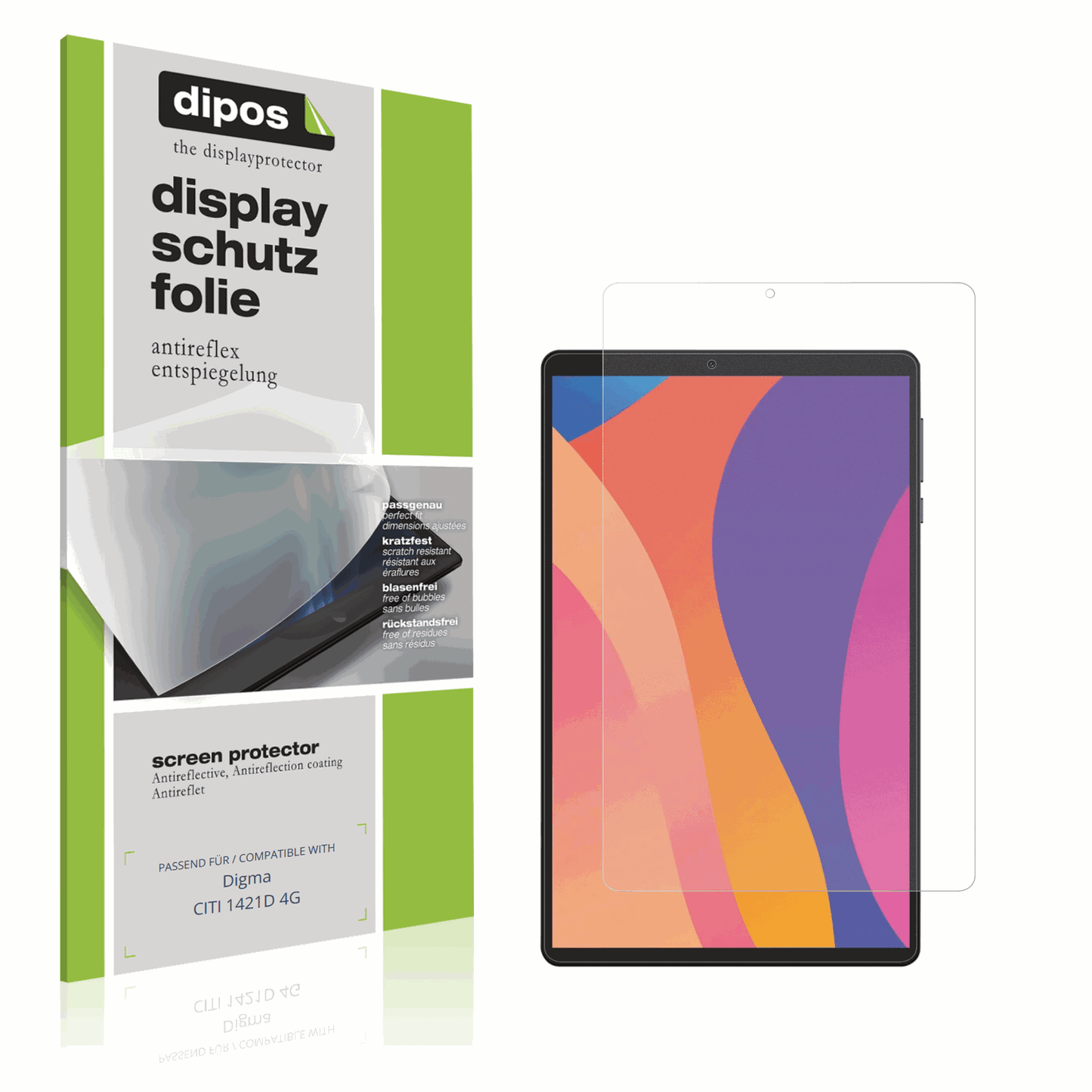 Matte Displayschutzfolie von dipos passend für Digma CITI 1421D 4G, präziser Zuschnitt und blasenfrei montiert