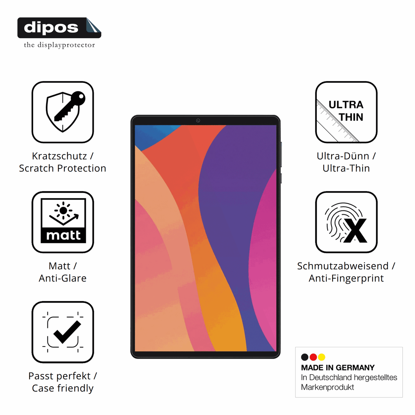 Displayschutz hergestellt in Deutschland, höchste Qualität made in Germany