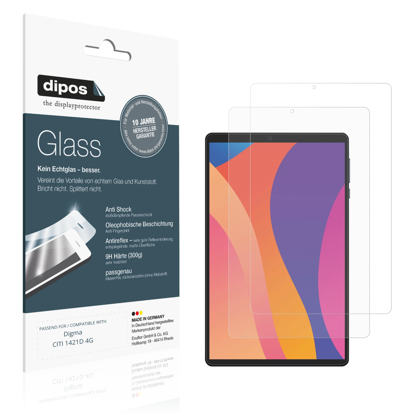 Matte Displayschutzfolie von dipos passend für Digma CITI 1421D 4G, 9H kratzfest und blasenfrei montiert