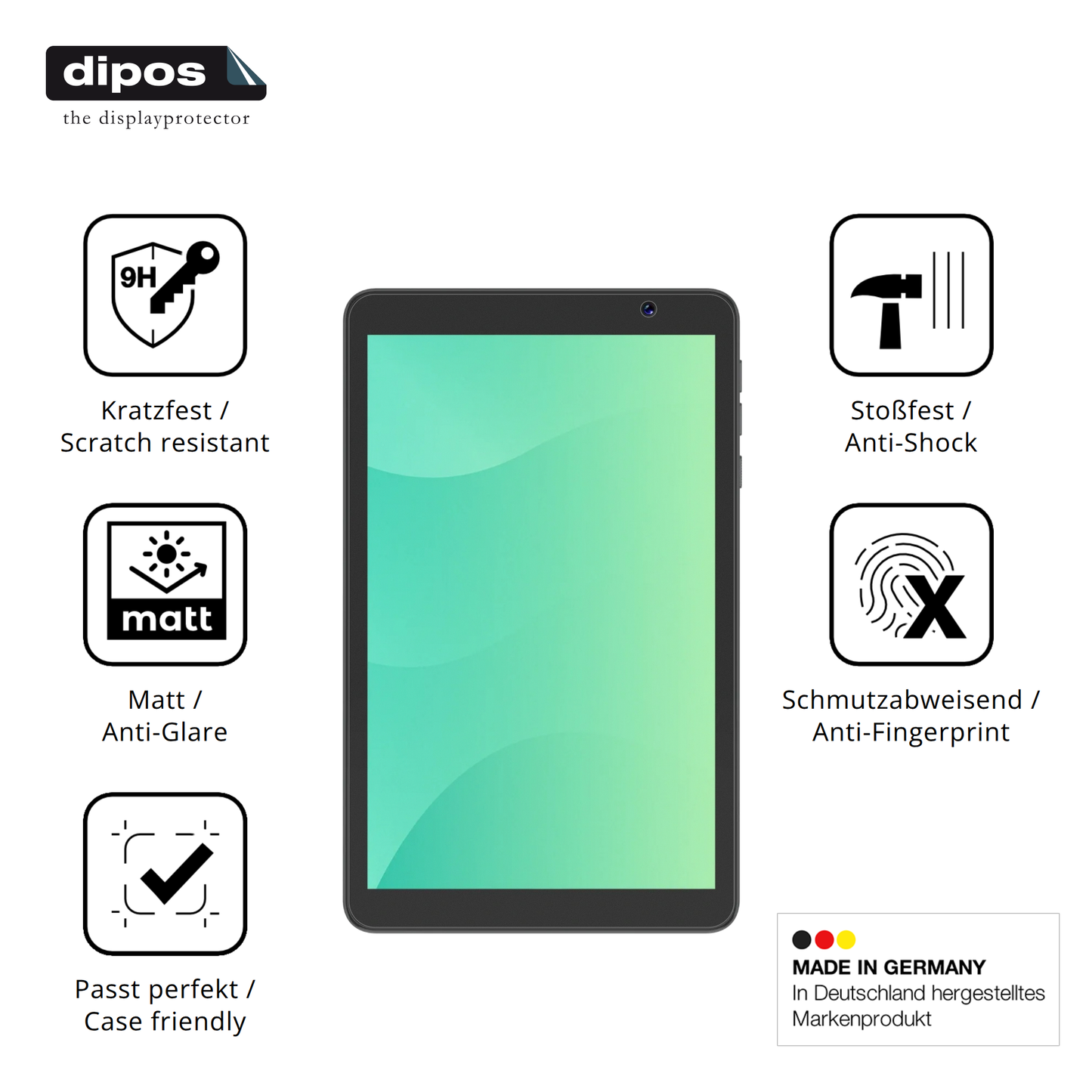 Displayschutz hergestellt in Deutschland, höchste Qualität made in Germany