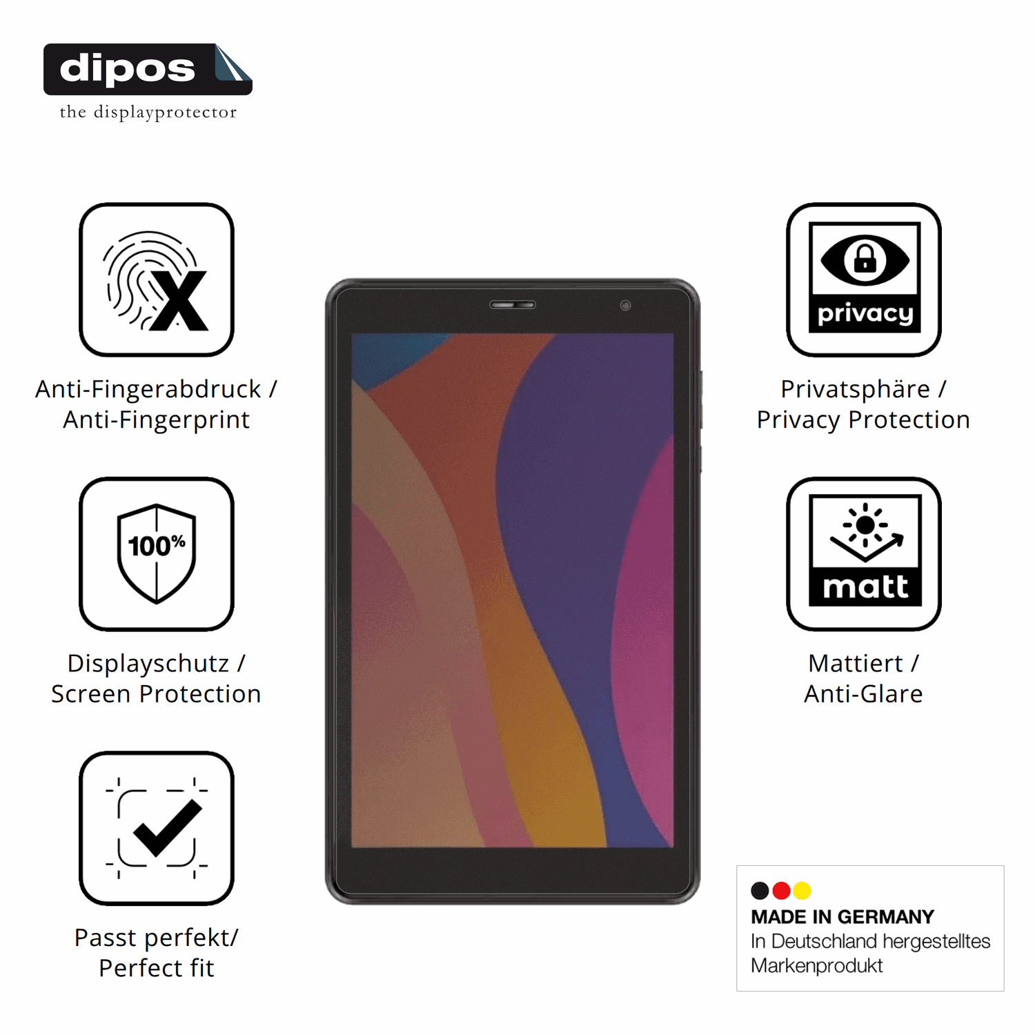 Privatsphäre-Schutz durch Sichtschutz-Folie passend zugeschnitten für Digma Optima 8305C 4G
