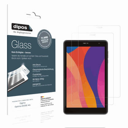 Klare Displayschutzfolie von dipos passend für Digma Optima 8430E 4G, 9H kratzfest und blasenfrei montiert