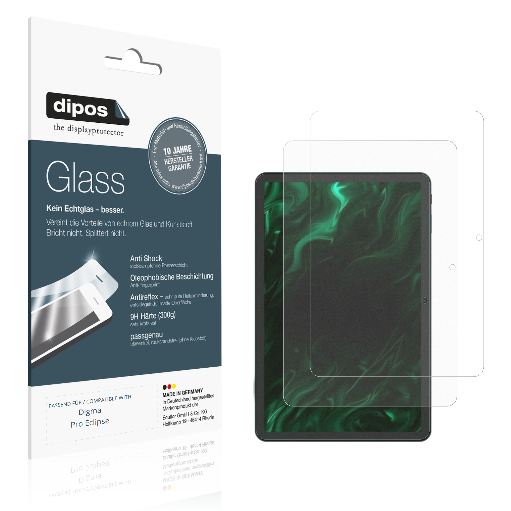 Matte Displayschutzfolie von dipos passend für Digma Pro Eclipse, 9H kratzfest und blasenfrei montiert