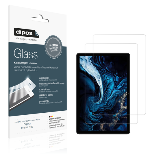 Klare Displayschutzfolie von dipos passend für Digma Pro Hit 106, 9H kratzfest und blasenfrei montiert