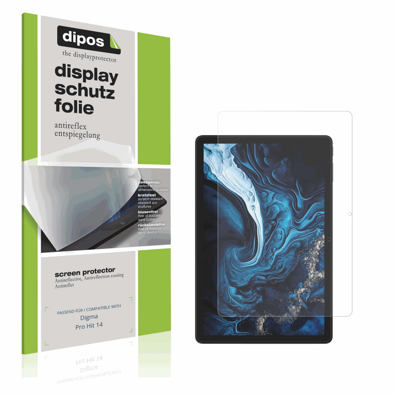 Matte Displayschutzfolie von dipos passend für Digma Pro Hit 14, präziser Zuschnitt und blasenfrei montiert