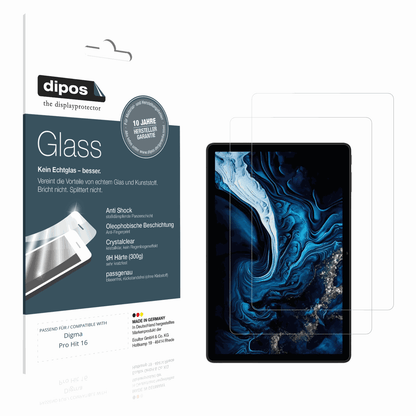Klare Displayschutzfolie von dipos passend für Digma Pro Hit 16, 9H kratzfest und blasenfrei montiert
