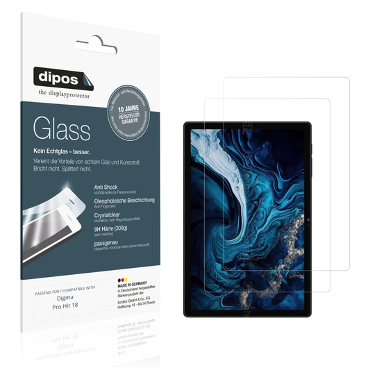 Klare Displayschutzfolie von dipos passend für Digma Pro Hit 18, 9H kratzfest und blasenfrei montiert