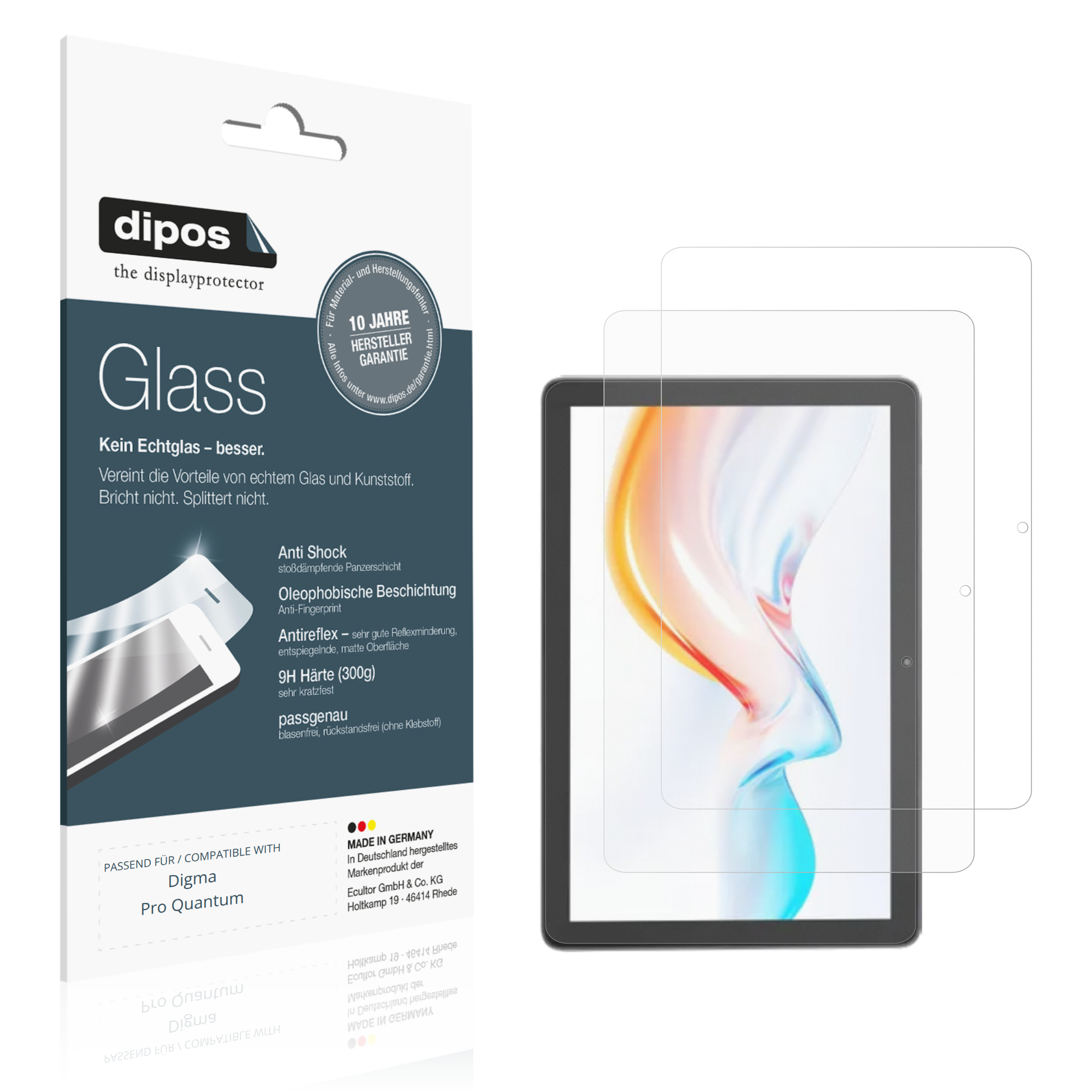 Matte Displayschutzfolie von dipos passend für Digma Pro Quantum, 9H kratzfest und blasenfrei montiert