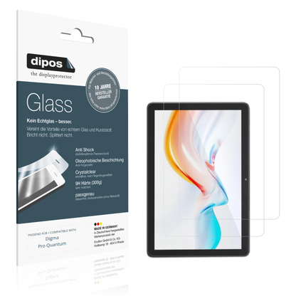 Klare Displayschutzfolie von dipos passend für Digma Pro Quantum, 9H kratzfest und blasenfrei montiert