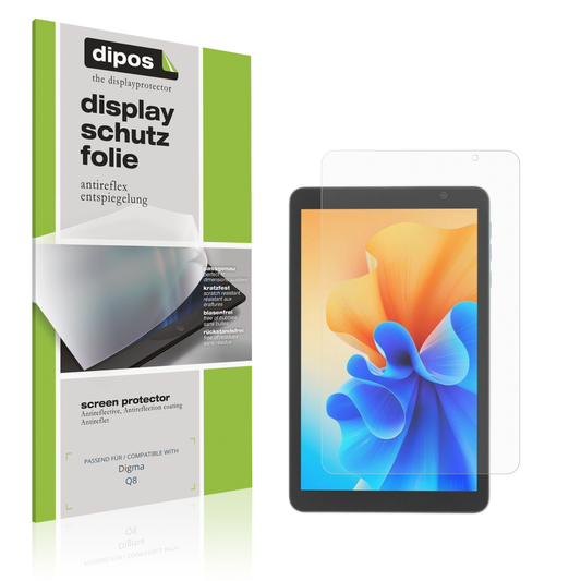 Matte Displayschutzfolie von dipos passend für Digma Q8, präziser Zuschnitt und blasenfrei montiert