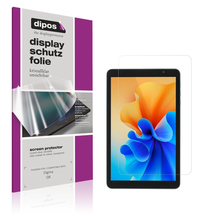 Klare Displayschutzfolie von dipos passend für Digma Q8, präziser Zuschnitt und blasenfrei montiert