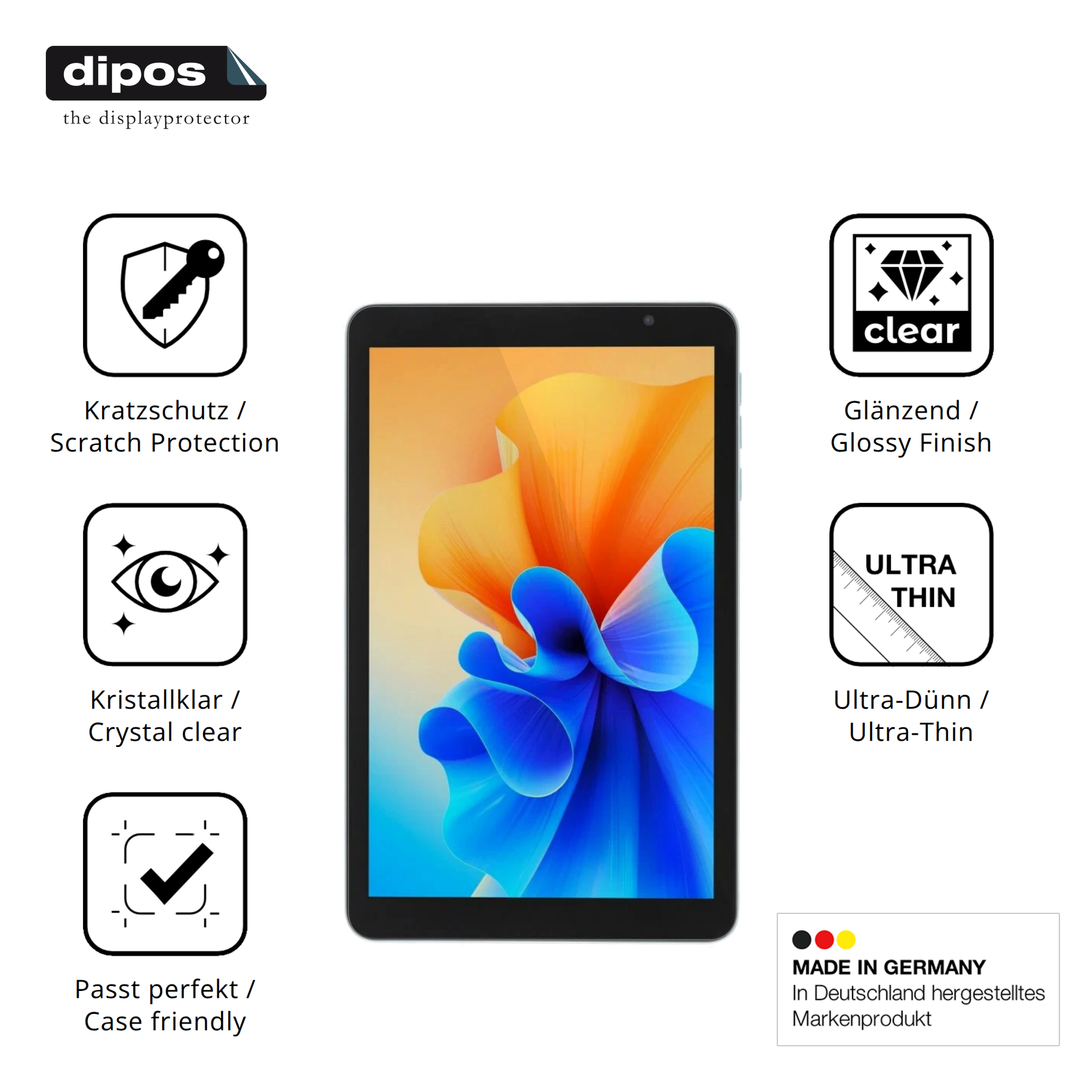 Displayschutz hergestellt in Deutschland, höchste Qualität made in Germany