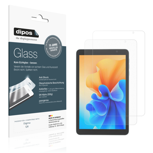 Matte Displayschutzfolie von dipos passend für Digma Q8, 9H kratzfest und blasenfrei montiert