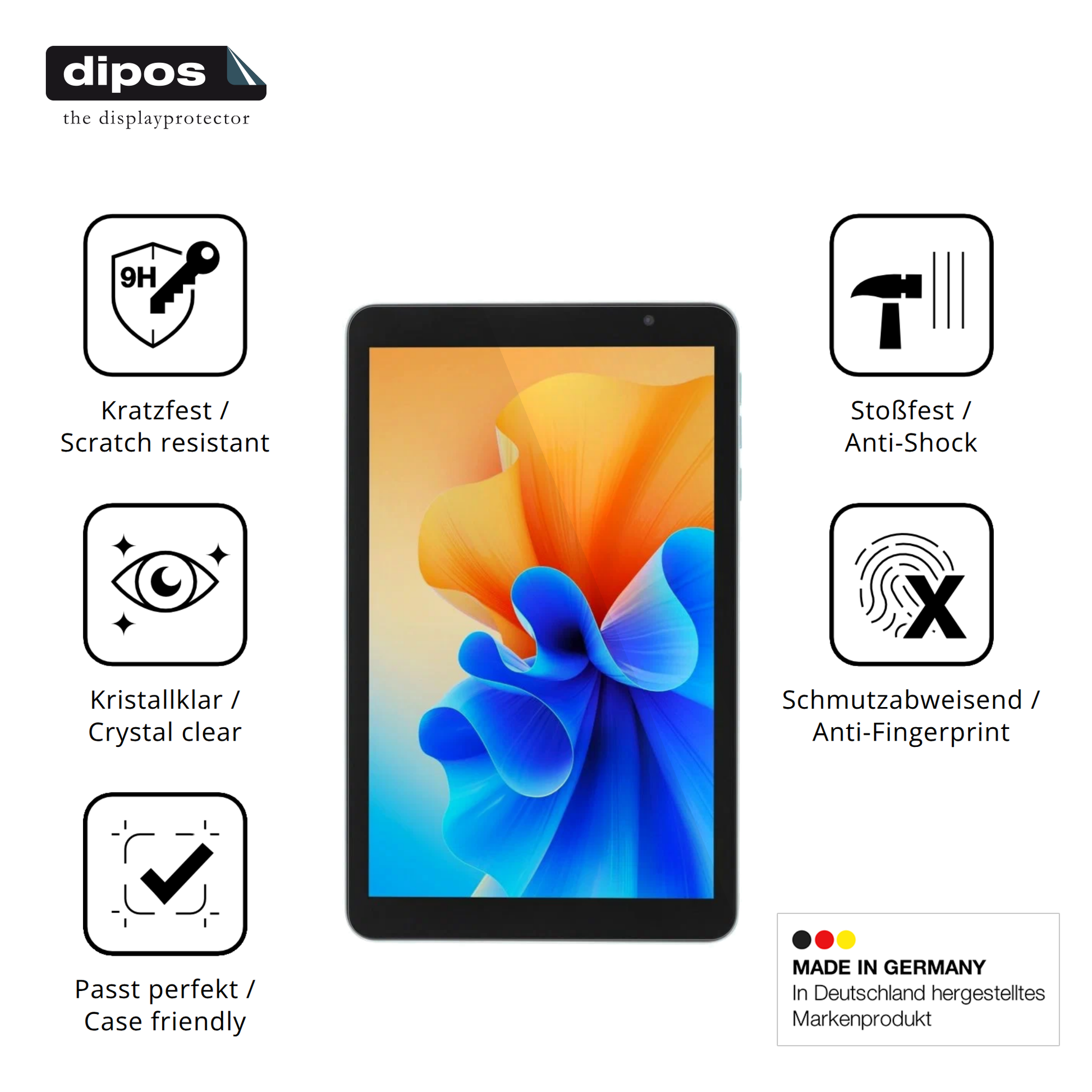 Displayschutz hergestellt in Deutschland, höchste Qualität made in Germany