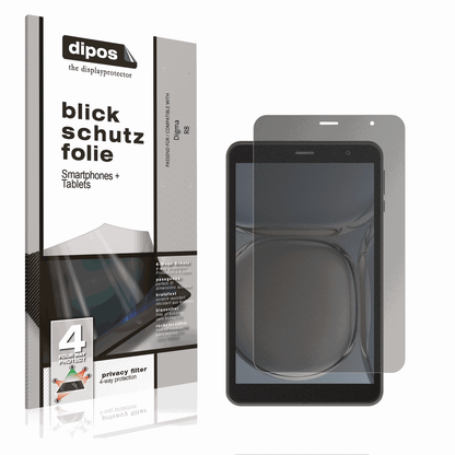 Blickschutzfolie von dipos passend für Digma R8, präziser Zuschnitt und blasenfrei montiert