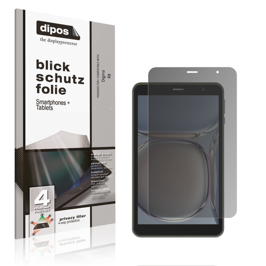 Blickschutzfolie von dipos passend für Digma R8, präziser Zuschnitt und blasenfrei montiert