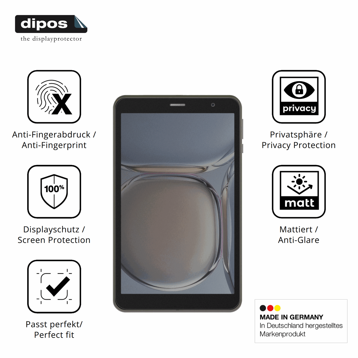 Privatsphäre-Schutz durch Sichtschutz-Folie passend zugeschnitten für Digma R8