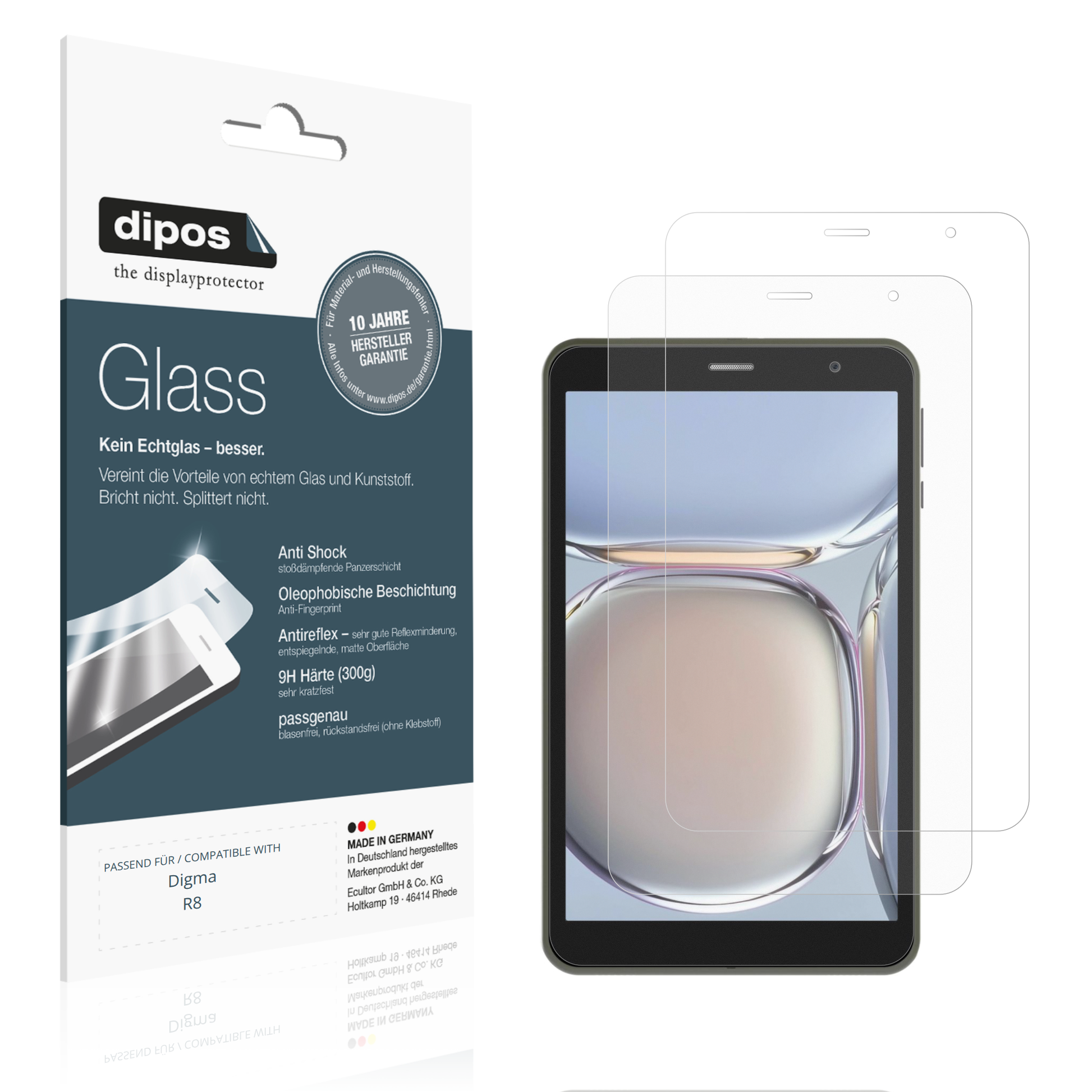 Matte Displayschutzfolie von dipos passend für Digma R8, 9H kratzfest und blasenfrei montiert