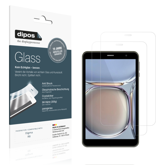 Klare Displayschutzfolie von dipos passend für Digma R8, 9H kratzfest und blasenfrei montiert