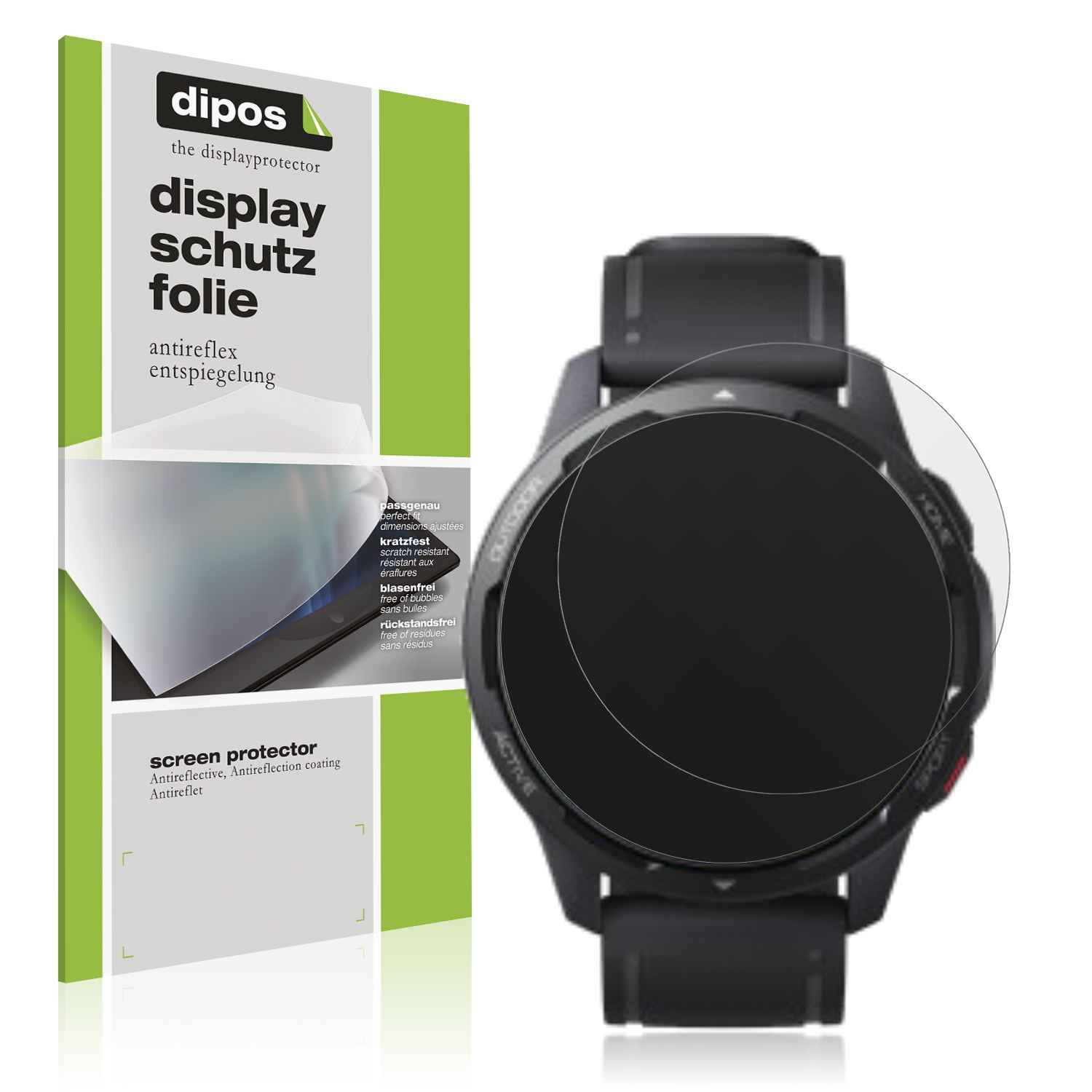 Matte Displayschutzfolie von dipos passend für Xiaomi Watch S1 Active, präziser Zuschnitt und blasenfrei montiert