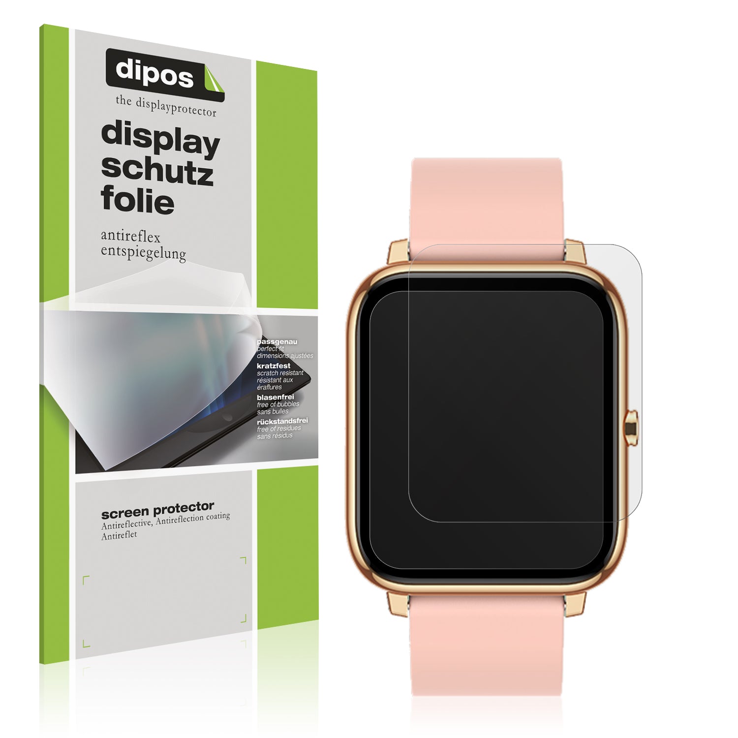 Matte Displayschutzfolie von dipos passend für Kalinco CS201C Smartwatch, präziser Zuschnitt und blasenfrei montiert