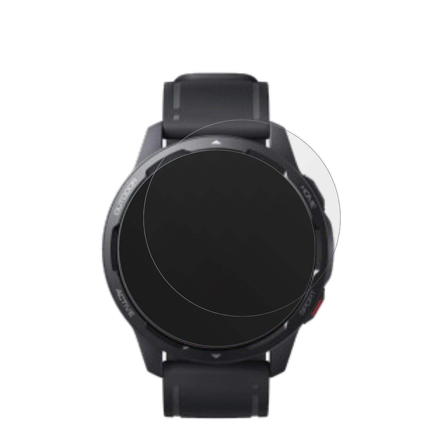 XiaomiWatch S1 Active mit aufgebrachter dipos Displayschutzfolie, die lästige Fingerabdrücke minimiert