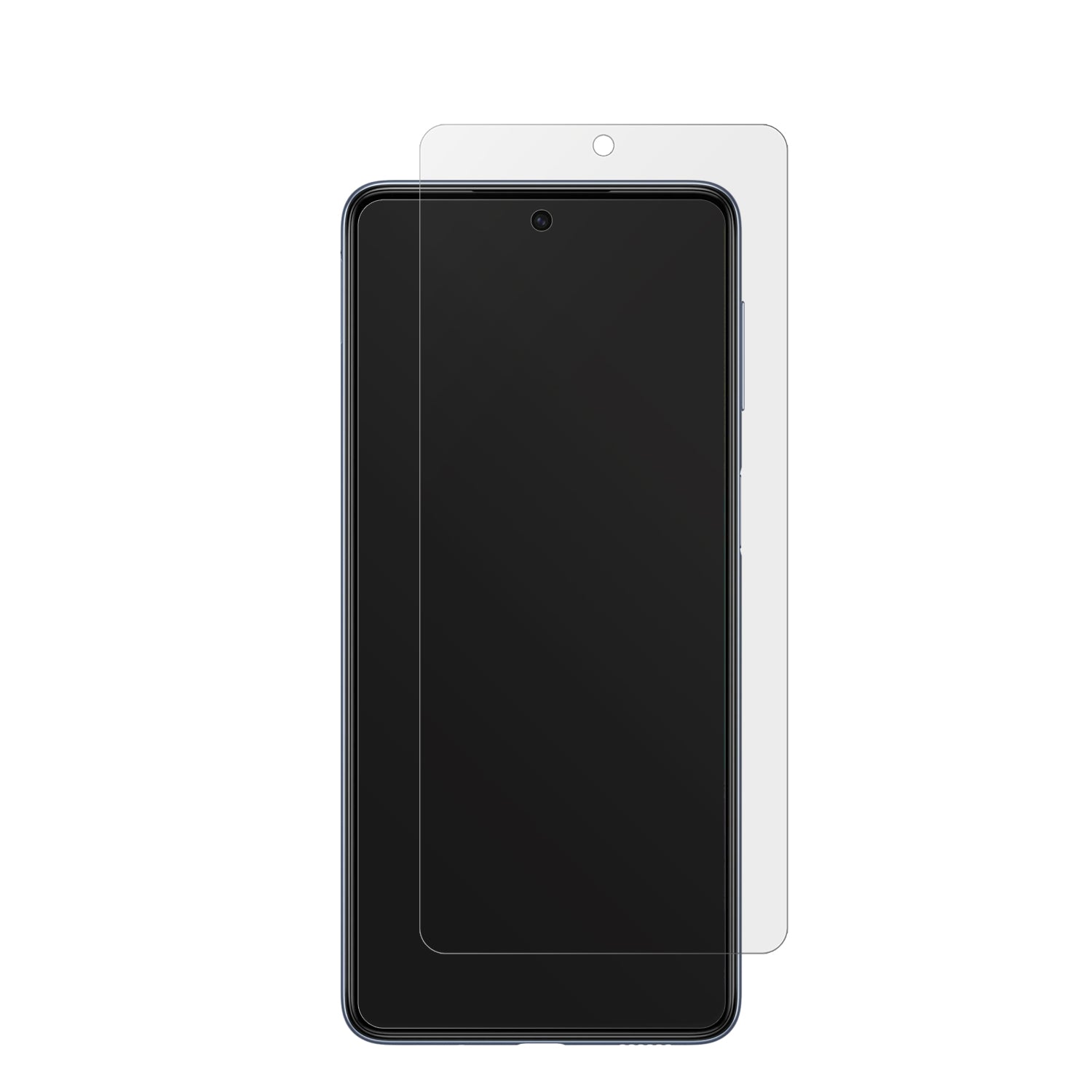 SamsungGalaxy M53 5G mit aufgebrachter dipos Displayschutzfolie, die lästige Fingerabdrücke minimiert